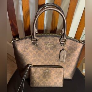 Coach Sadie Satchel in Signature Canvas (Gold, Brown, Copper)